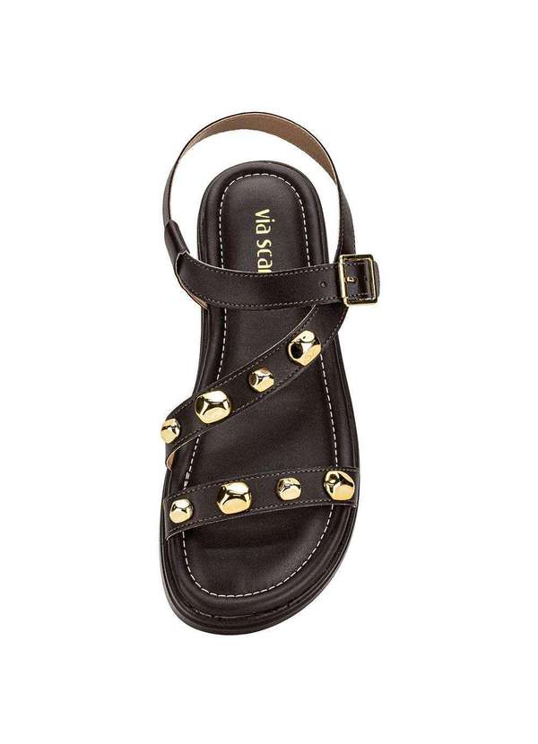 Via Scarpa - Sandália Feminina Flat Via Scarpa 173718982 Café 5