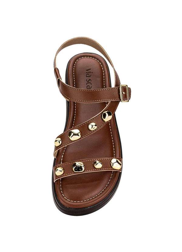 Via Scarpa - Sandália Feminina Flat Via Scarpa 173718982 Camel 4