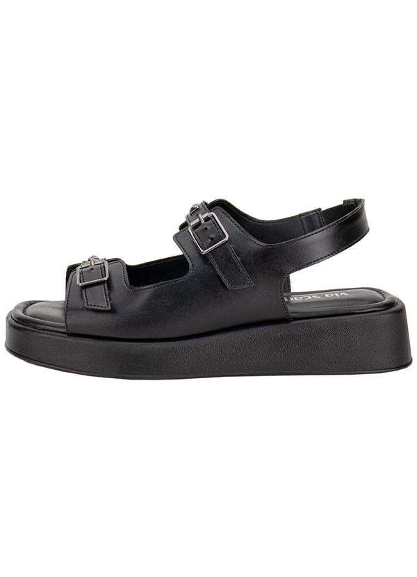 Via Scarpa - Sandália Feminina Flat Via Scarpa 174418588 - Preto 2