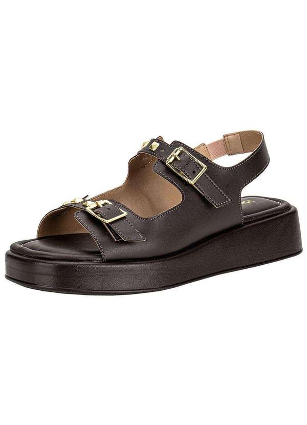 Via Scarpa - Sandália Feminina Flat Via Scarpa 174418588 Café