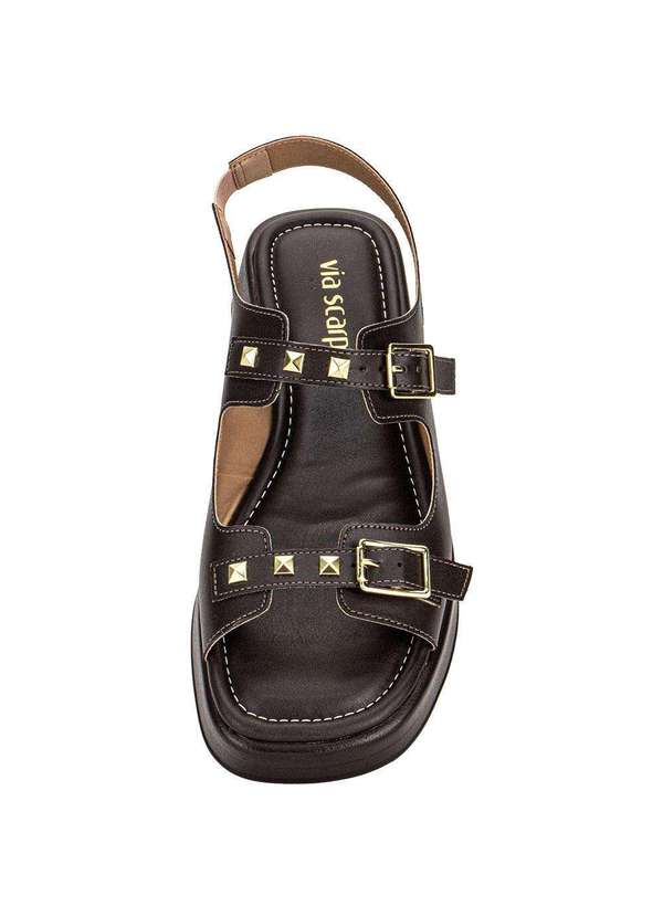 Via Scarpa - Sandália Feminina Flat Via Scarpa 174418588 Café 5