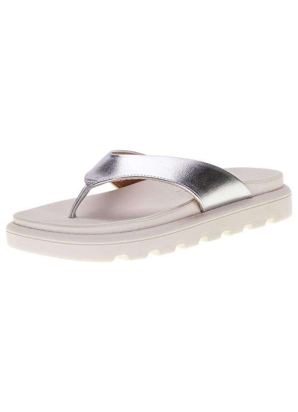 Vizzano - Sandália Feminina Flat Vizzano - 6459126 - Branco/Cinza