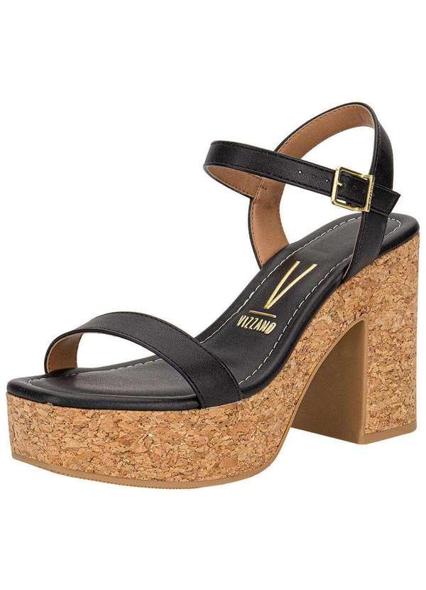 Vizzano Sandália Feminina Meia Pata Vizzano 6541100 Preto/Caramelo