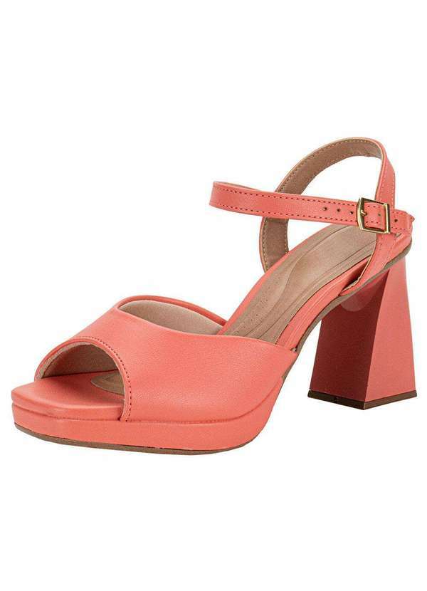 Beira Rio - Sandália Feminina Salto Alto Beira Rio - 8489105 - Coral