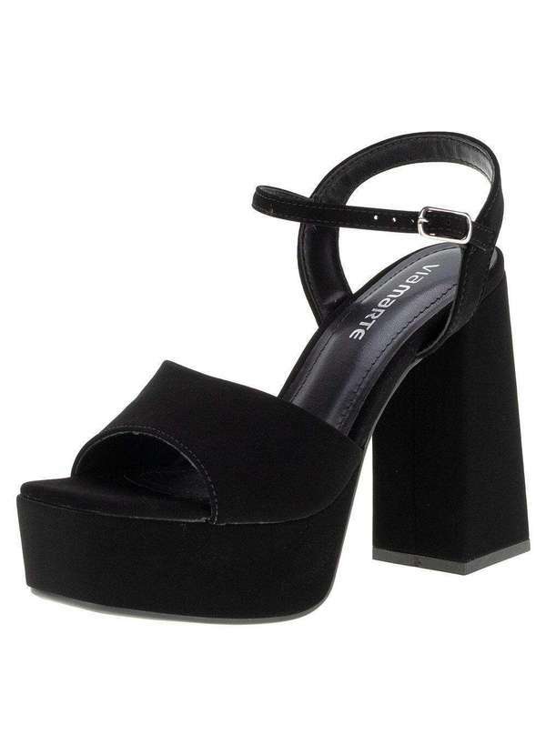 Via Marte - Sandália Feminina Salto Alto Via Marte - 2213105 - Preto/Nobuck