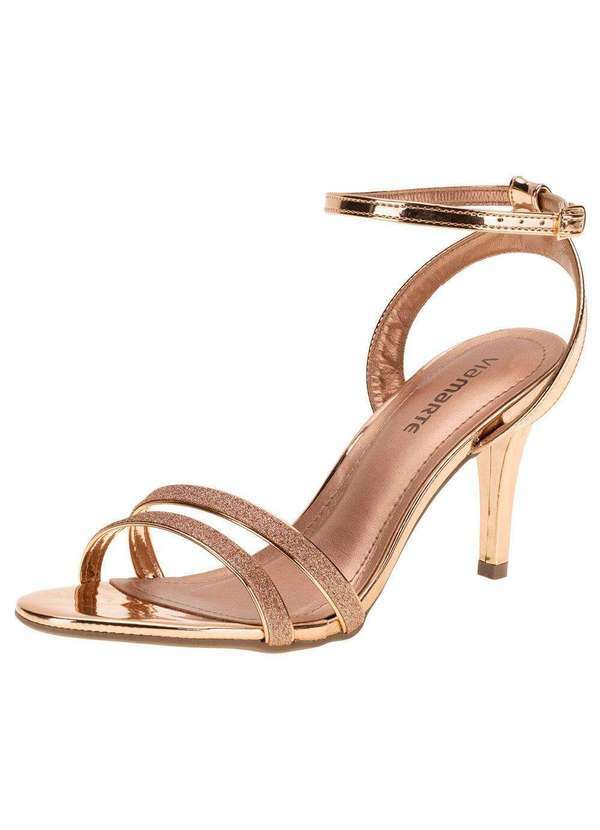 Via Marte - Sandália Feminina Salto Alto Via Marte - 2214303 - Bronze