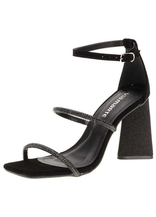 Via Marte - Sandália Feminina Salto Alto Via Marte - 2217105 - Preto/Nobuck