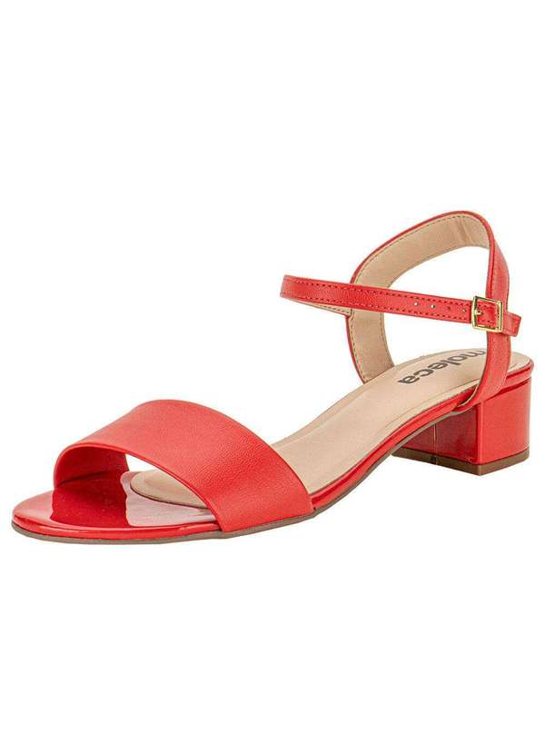 Moleca - Sandália Feminina Salto Baixo Moleca - 5259805 - Vermelho