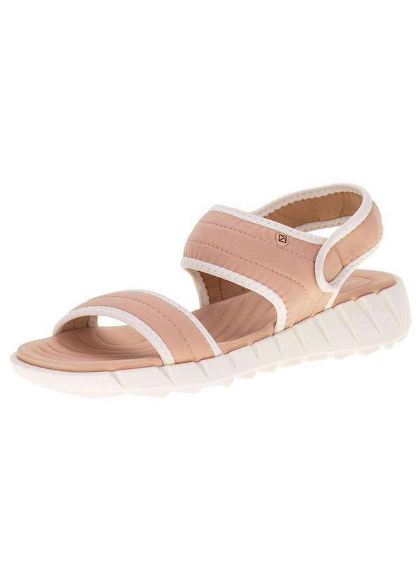 Piccadilly - Sandália Feminina Salto Baixo Piccadilly - 215005 - Bege/Rosa