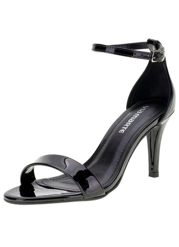 Via Marte - Sandália Feminina Salto Fino Via Marte - 221430101 - Verniz/Preto