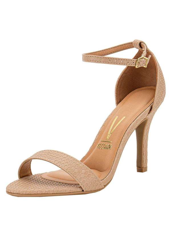 Sandália Feminina Salto Fino Vizzano 6249452 - Bege - Clovis Calcados