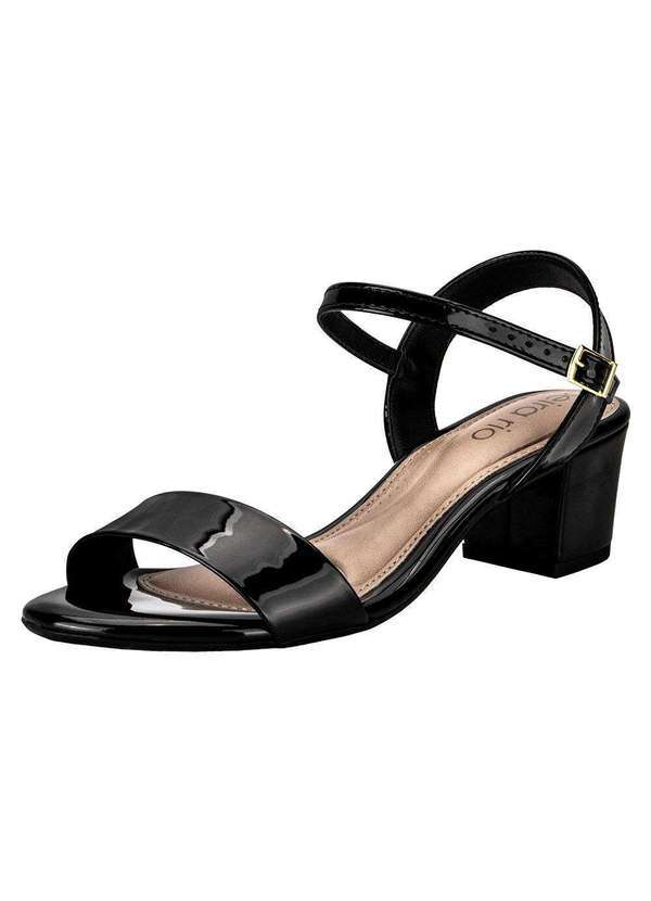 Beira Rio - Sandália Feminina Salto Grosso Beira Rio - 82461176 - Verniz/Preto