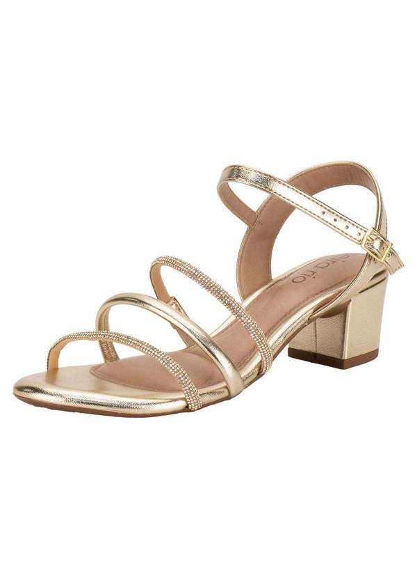 Beira Rio - Sandália Feminina Salto Grosso Beira Rio 82461198 Ouro