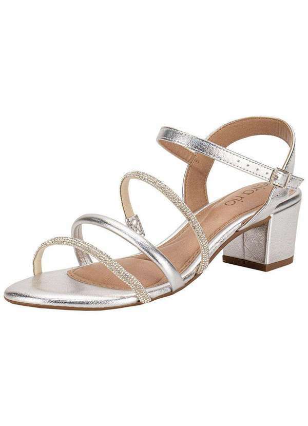Beira Rio - Sandália Feminina Salto Grosso Beira Rio 82461198 Prata