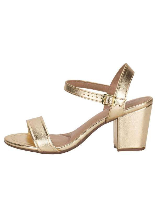 Beira Rio - Sandália Feminina Salto Grosso Beira Rio 8280785 Ouro 2