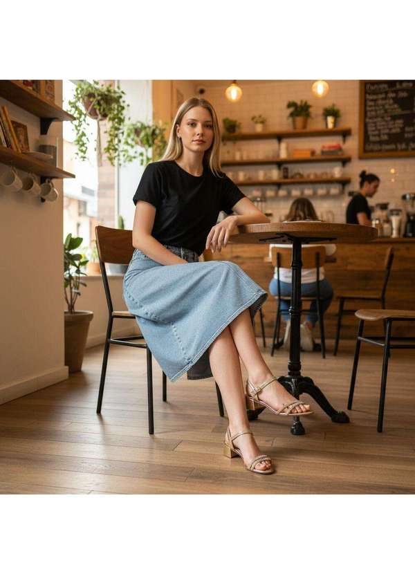 Beira Rio - Sandália Feminina Salto Grosso Beira Rio 8345646 Ouro 2