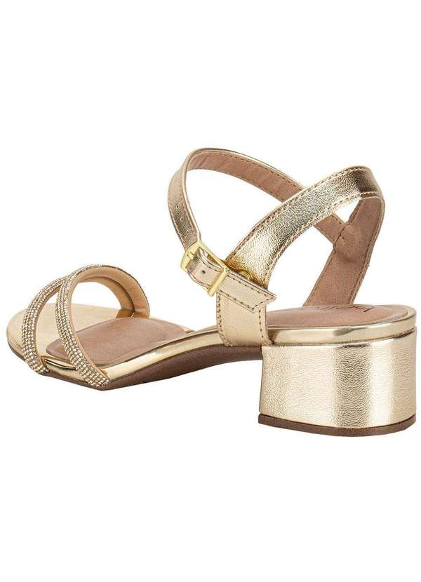 Beira Rio - Sandália Feminina Salto Grosso Beira Rio 8345646 Ouro 3