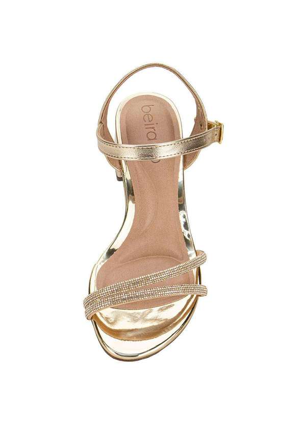 Beira Rio - Sandália Feminina Salto Grosso Beira Rio 8345646 Ouro 5