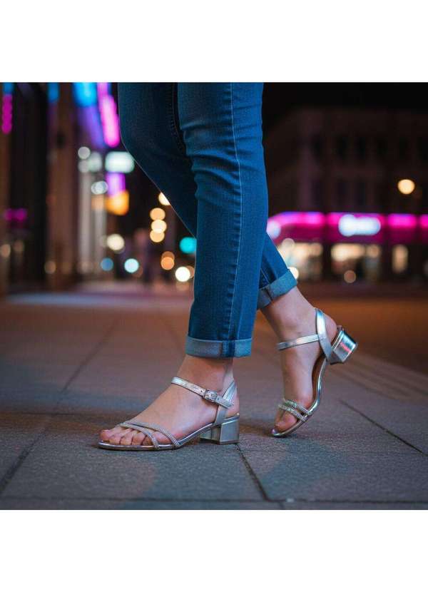 Beira Rio - Sandália Feminina Salto Grosso Beira Rio 8345646 Prata 2