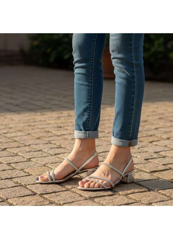 Beira Rio - Sandália Feminina Salto Grosso Beira Rio 8345647 Prata 2