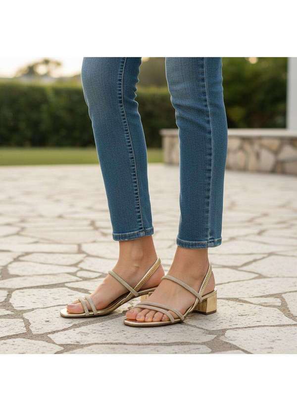 Beira Rio - Sandália Feminina Salto Grosso Beira Rio 8345647 Ouro 2