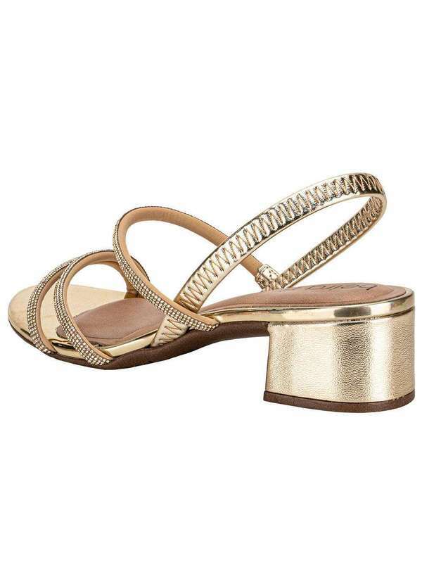 Beira Rio - Sandália Feminina Salto Grosso Beira Rio 8345647 Ouro 3