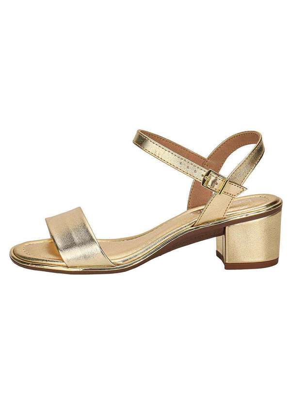 Beira Rio - Sandália Feminina Salto Grosso Beira Rio 8379203 - Ouro 2