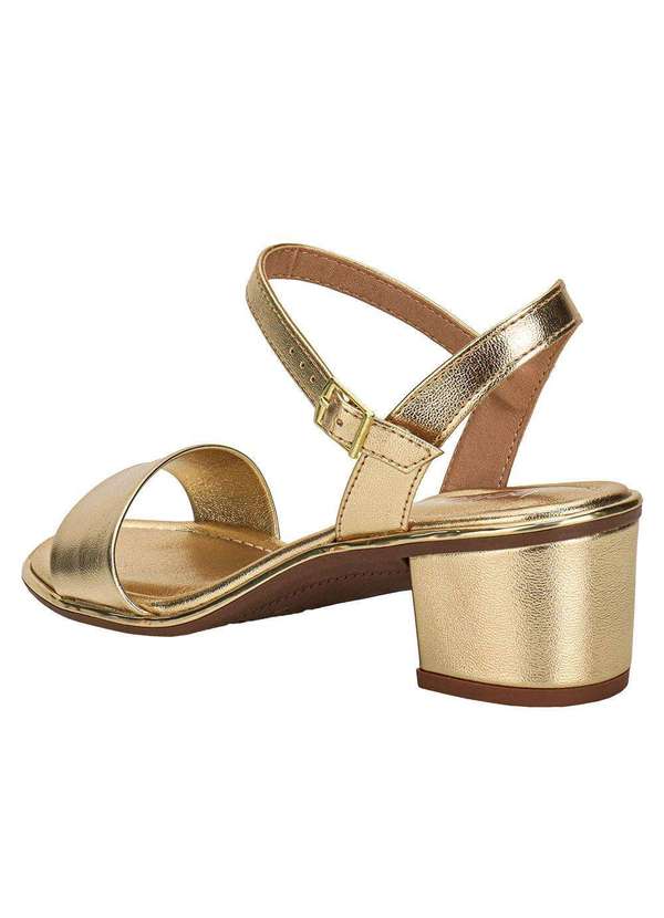 Beira Rio - Sandália Feminina Salto Grosso Beira Rio 8379203 - Ouro 3