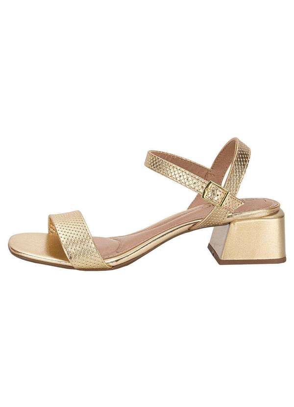 Beira Rio - Sandália Feminina Salto Grosso Beira Rio 8423303 - Ouro 2