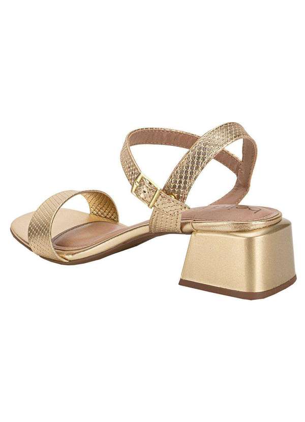 Beira Rio - Sandália Feminina Salto Grosso Beira Rio 8423303 - Ouro 3