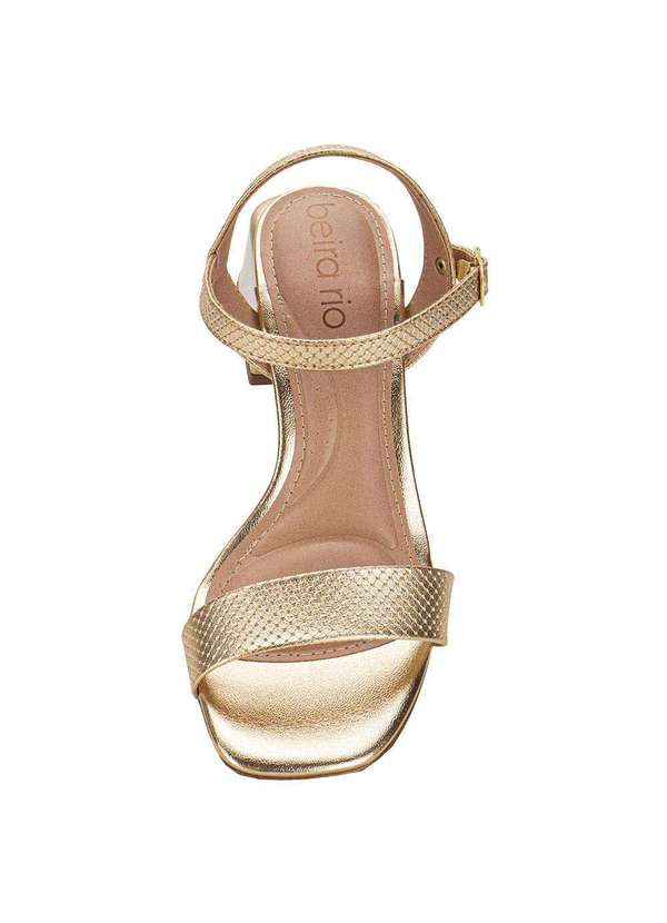 Beira Rio - Sandália Feminina Salto Grosso Beira Rio 8423303 - Ouro 5