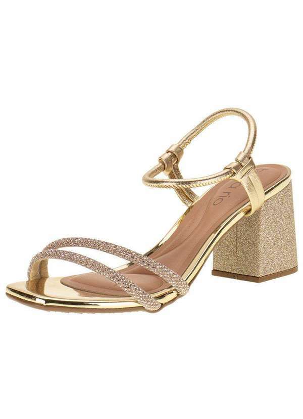 Beira Rio - Sandália Feminina Salto Grosso Beira Rio - 8436213 - Ouro