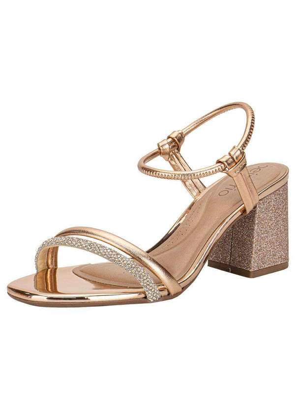 Beira Rio - Sandália Feminina Salto Grosso Beira Rio - 8436213 - Ouro/Rosado