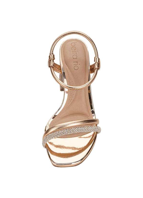 Beira Rio Sandália Feminina Salto Grosso Beira Rio 8436213 Ouro/Rosado