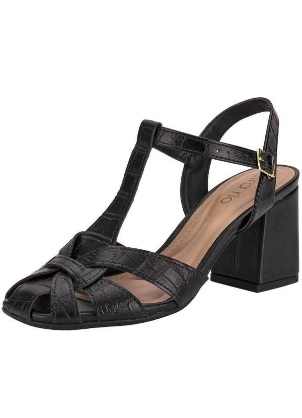 Beira Rio - Sandália Feminina Salto Grosso Beira Rio 8436242 Preto/Croco