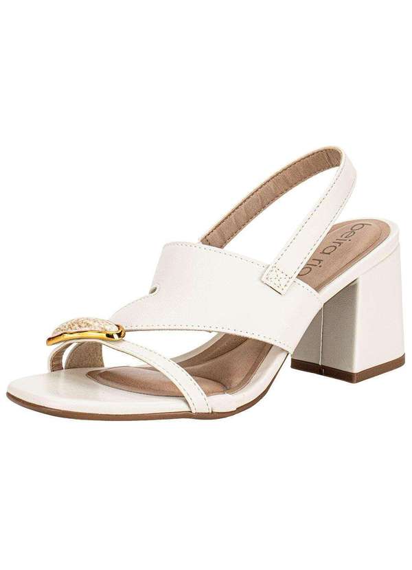 Beira Rio - Sandália Feminina Salto Grosso Beira Rio 8436243 Marfim