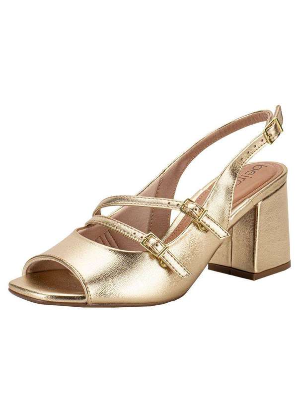Beira Rio Sandália Feminina Salto Grosso Beira Rio 8436335 Ouro