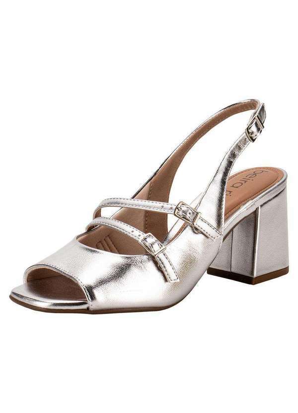 Beira Rio - Sandália Feminina Salto Grosso Beira Rio 8436335 - Prata