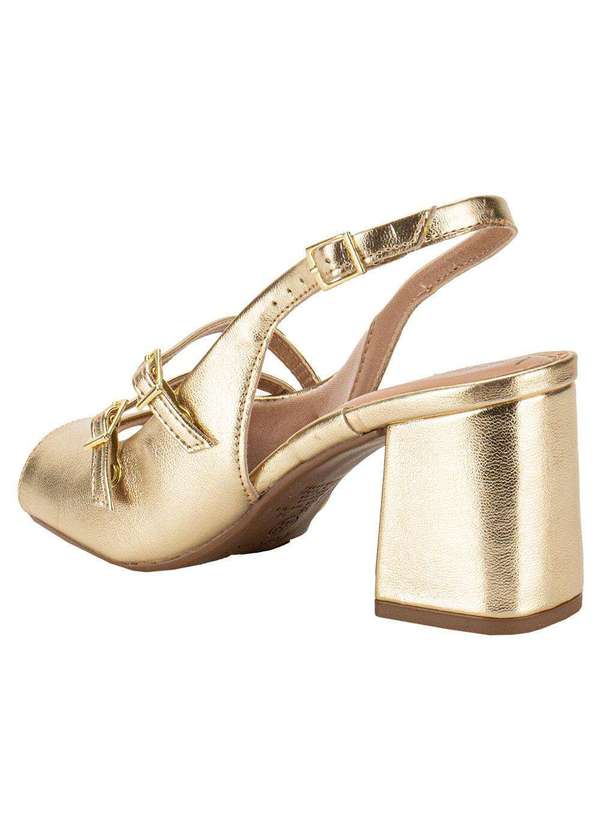 Beira Rio - Sandália Feminina Salto Grosso Beira Rio 8436335 - Ouro 3