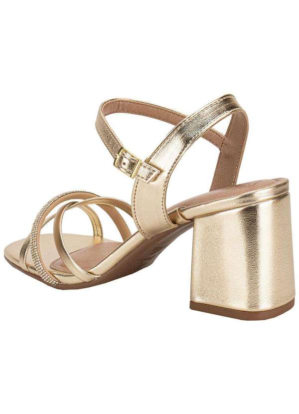 Beira Rio - Sandália Feminina Salto Grosso Beira Rio 8436347 Ouro 2