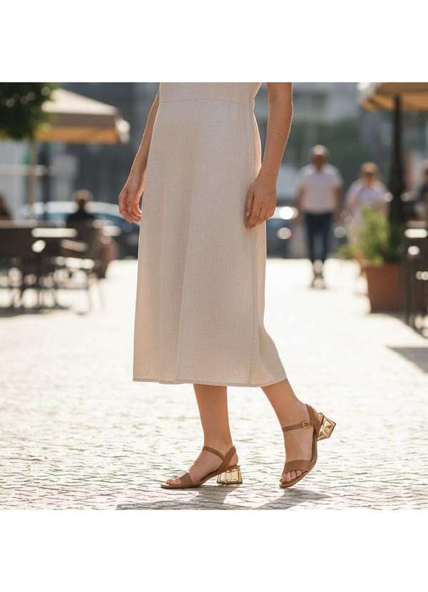 Beira Rio - Sandália Feminina Salto Grosso Beira Rio 8468213 Camel 2