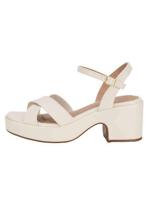 Beira Rio - Sandália Feminina Salto Grosso Beira Rio 8517106 Marfim 2