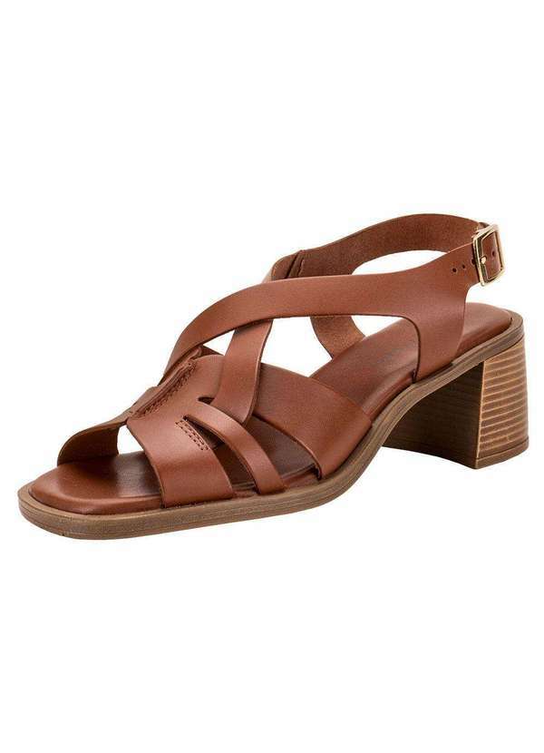 Bottero - Sandália Feminina Salto Grosso Bottero 367304 - Canela