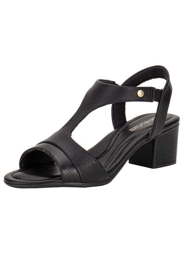 Comfortflex - Sandália Feminina Salto Grosso Comfortflex 2557406 - Preto