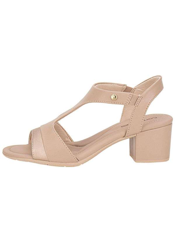 Comfortflex - Sandália Feminina Salto Grosso Comfortflex 2557406 - Bege 2