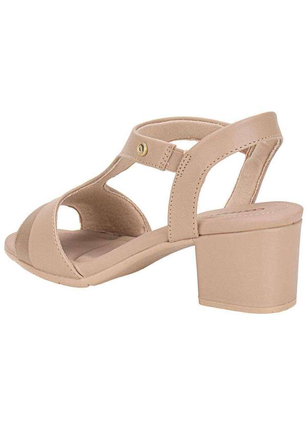 Comfortflex - Sandália Feminina Salto Grosso Comfortflex 2557406 - Bege 3