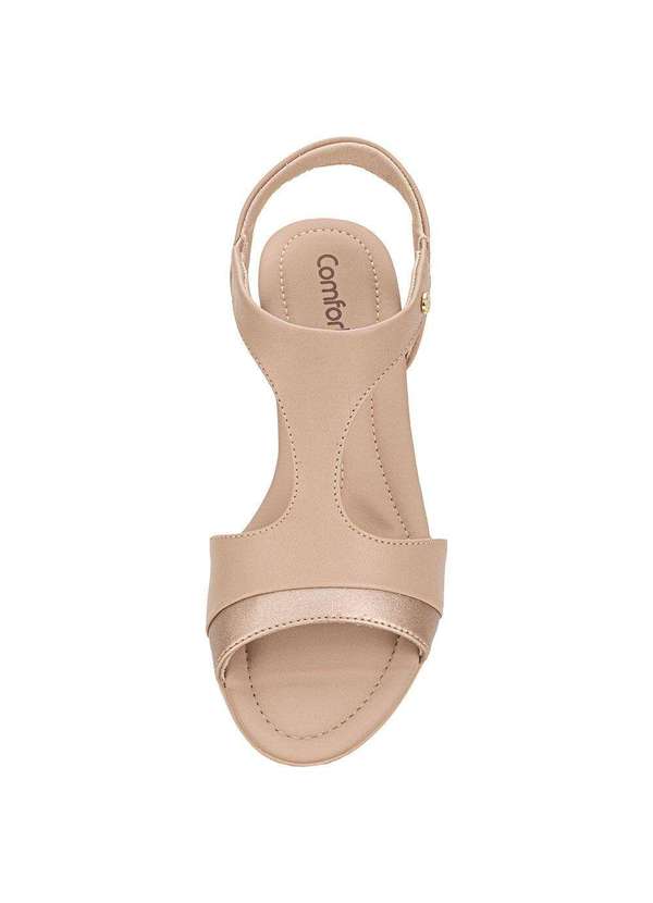 Comfortflex - Sandália Feminina Salto Grosso Comfortflex 2557406 - Bege 5