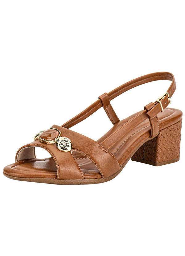 Comfortflex - Sandália Feminina Salto Grosso Comfortflex 2557408 Caramelo 1