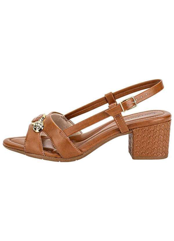 Comfortflex - Sandália Feminina Salto Grosso Comfortflex 2557408 Caramelo 2