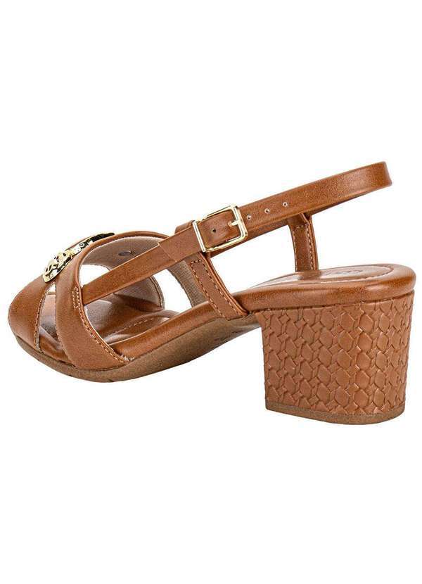 Comfortflex - Sandália Feminina Salto Grosso Comfortflex 2557408 Caramelo 3